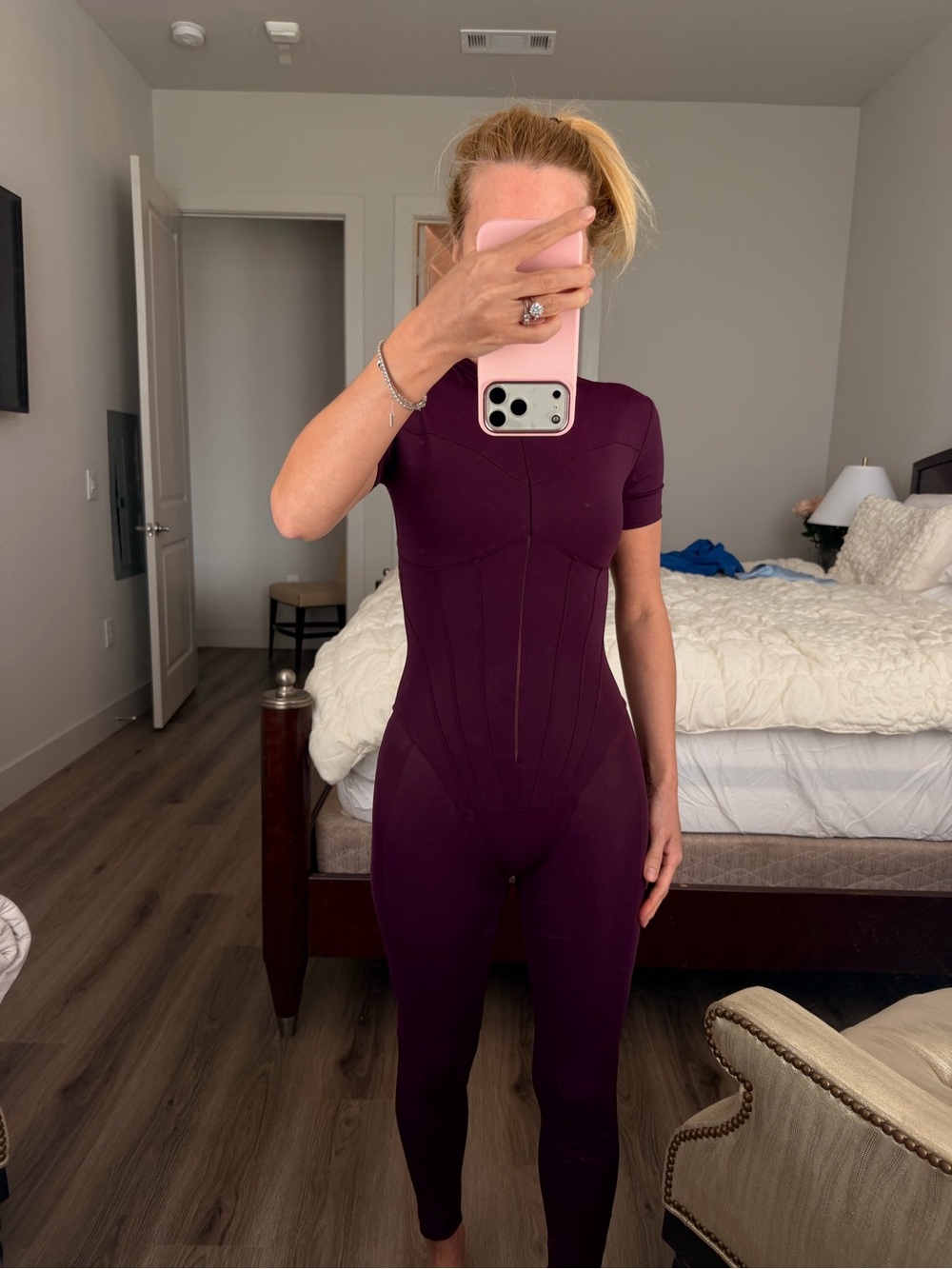 Women's Plum Short-Sleeve Jumpsuit